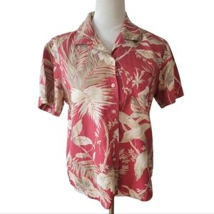 NWOT Lauren by Ralph Lauren Tropical Print 100% Linen Shirt Size Small
